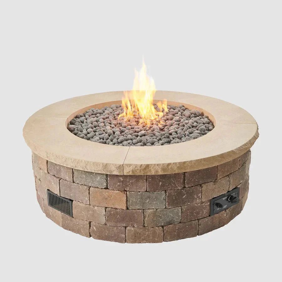 Concrete Top for Round Bronson Block Gas Fire Pit Kit (4 Pieces Total) - More colors - Viva Alfresco