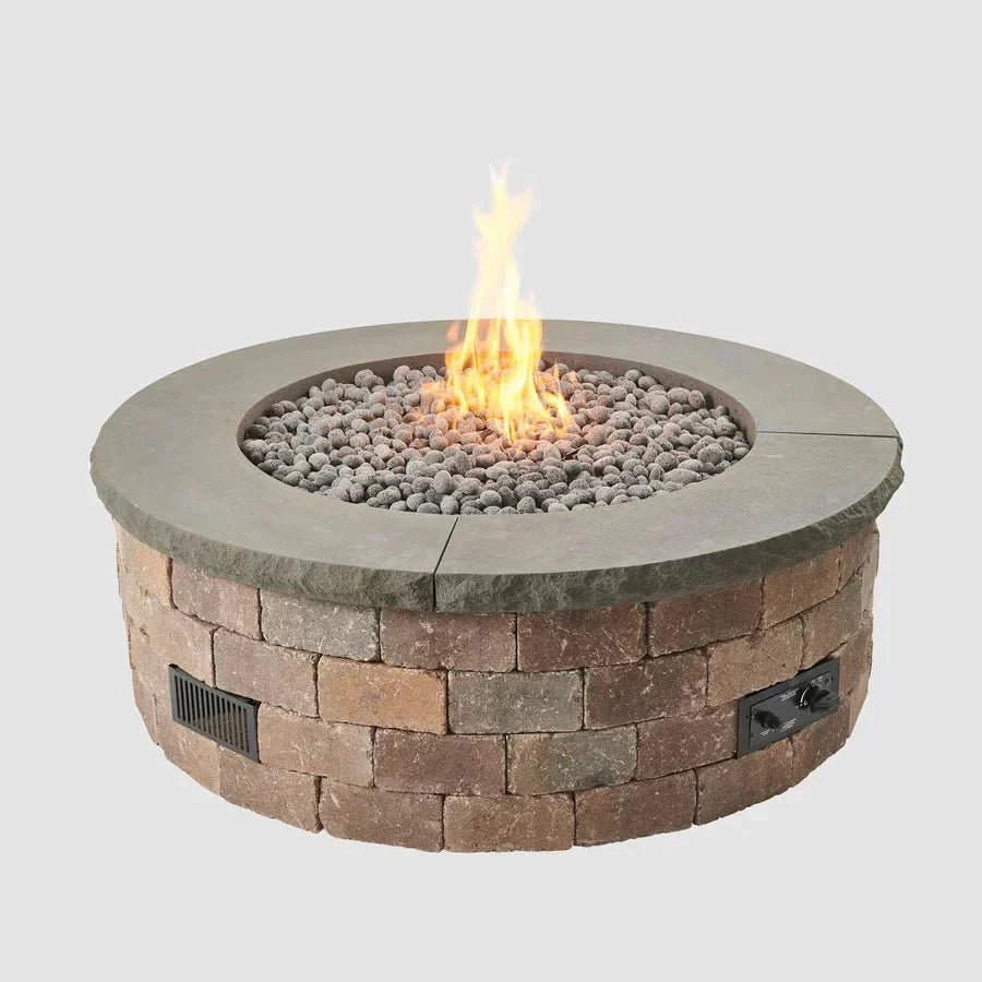Concrete Top for Round Bronson Block Gas Fire Pit Kit (4 Pieces Total) - More colors - Viva Alfresco