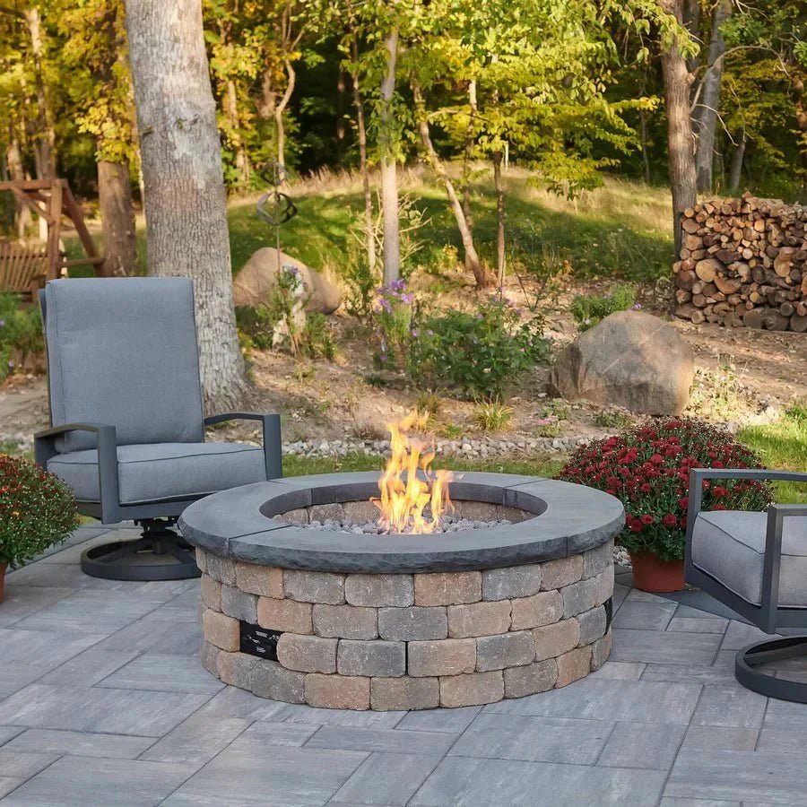 Concrete Top for Round Bronson Block Gas Fire Pit Kit (4 Pieces Total) - More colors - Viva Alfresco