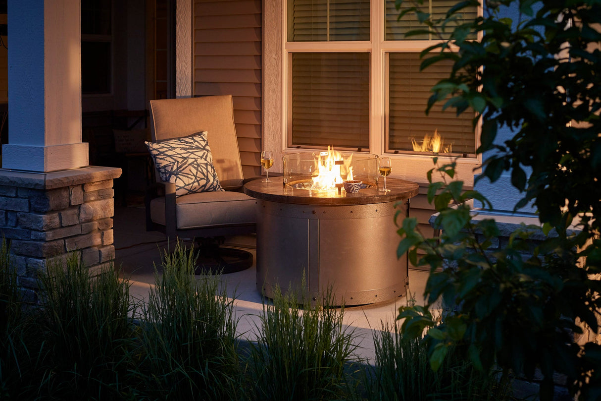 Edison Round Gas Fire Pit Table - Viva Alfresco