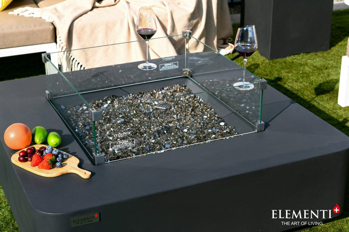 Elementi Bergamo & Lucerne Square Rounded Corner Fire Table - Viva Alfresco