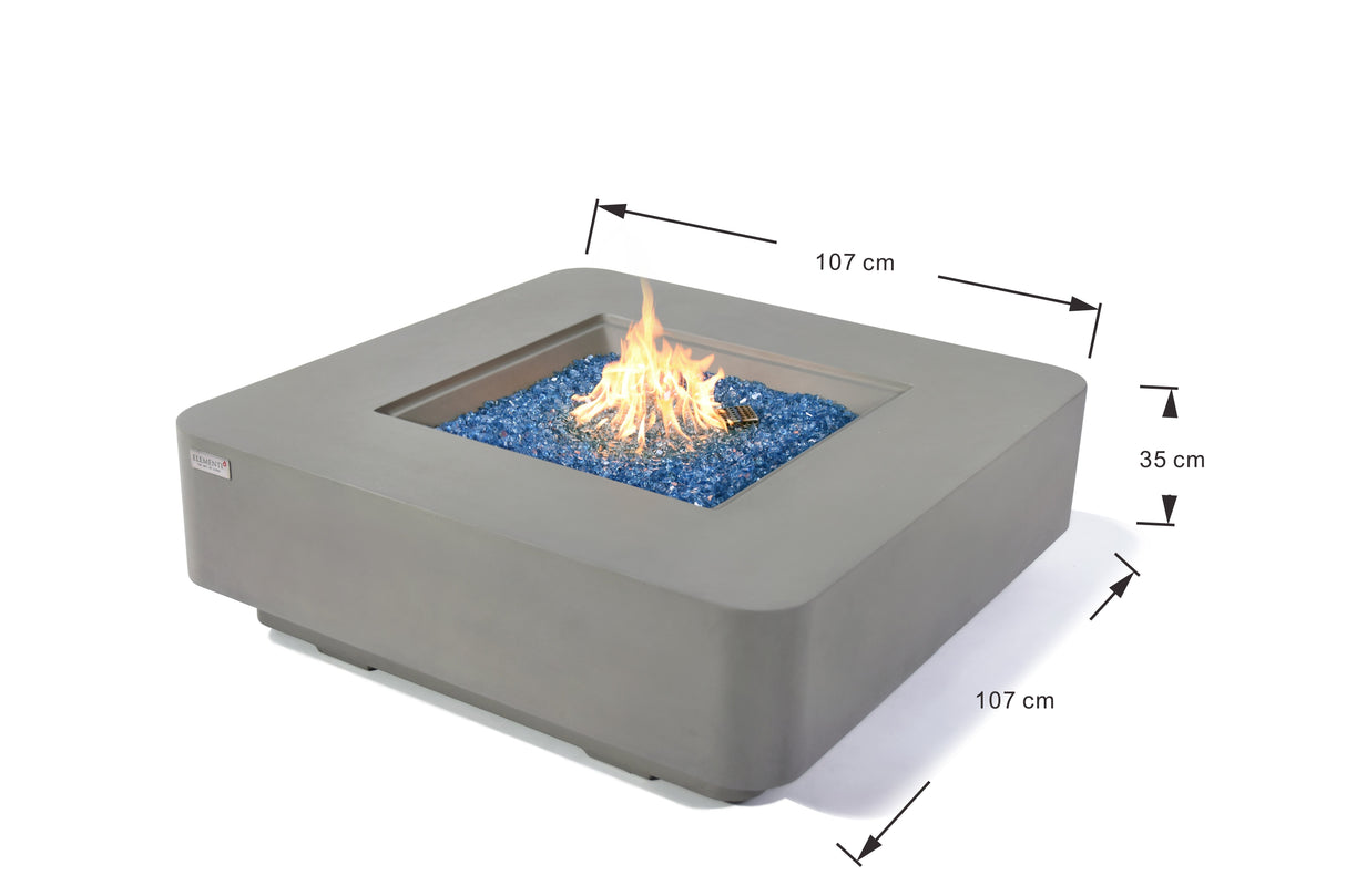 Elementi Bergamo & Lucerne Square Rounded Corner Fire Table - Viva Alfresco