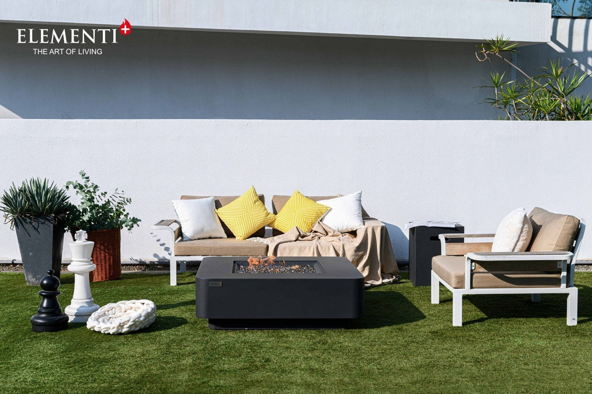 Elementi Bergamo & Lucerne Square Rounded Corner Fire Table - Viva Alfresco