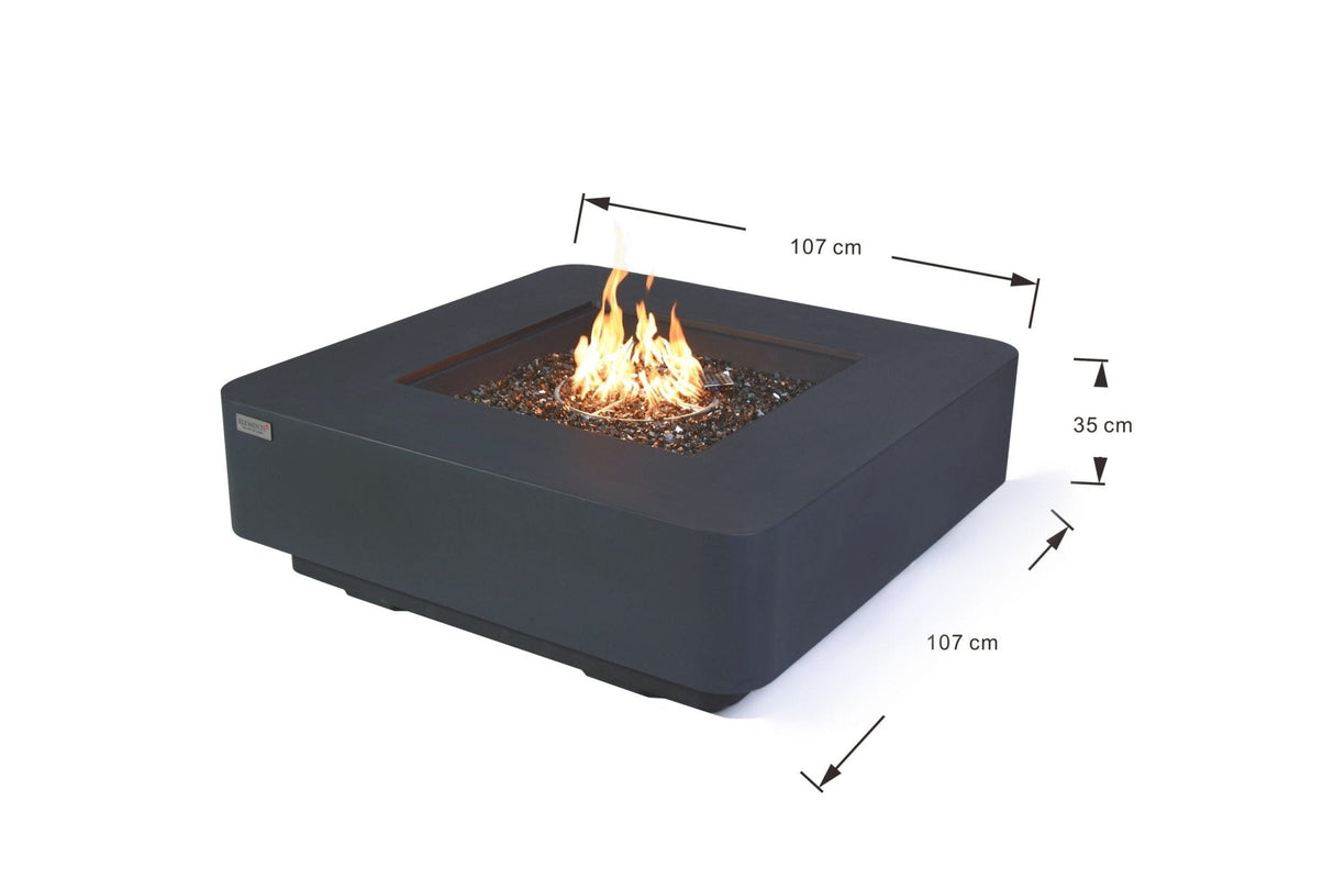Elementi Bergamo & Lucerne Square Rounded Corner Fire Table - Viva Alfresco