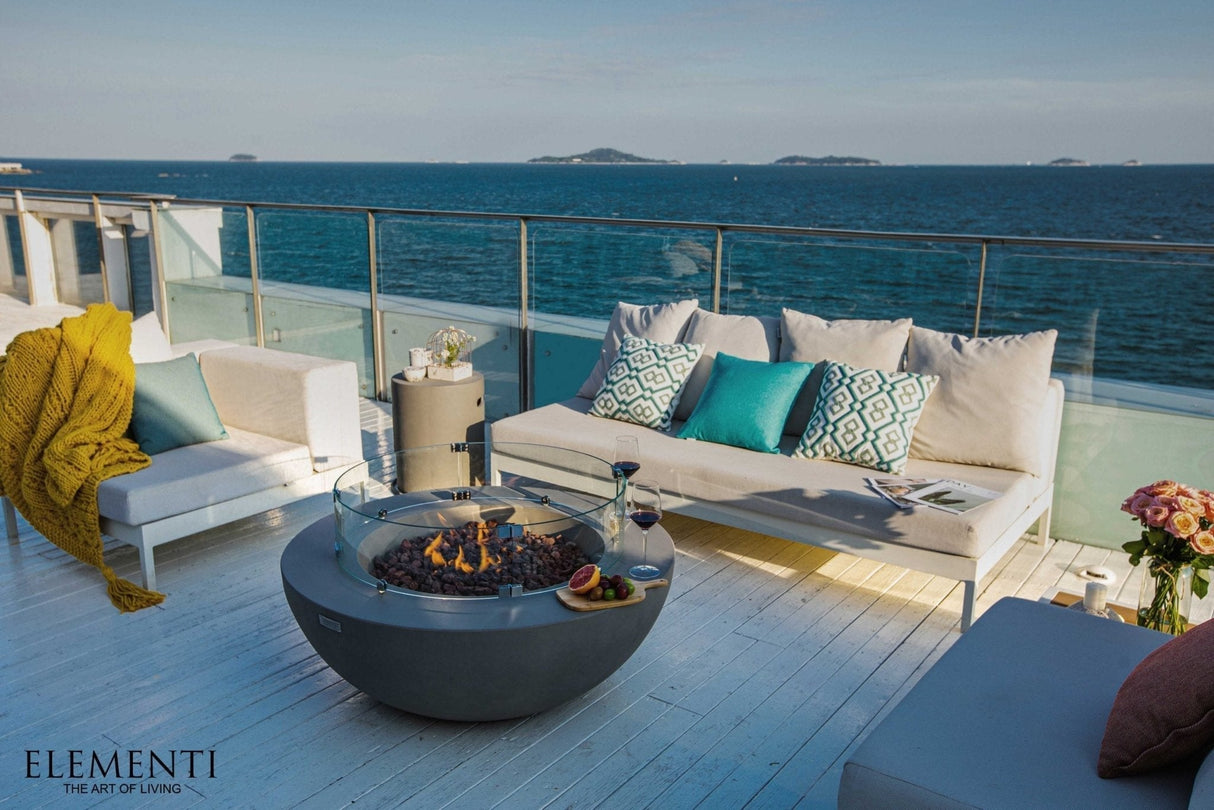Elementi Lunar Bowl Fire Table - Light Gray - Viva Alfresco