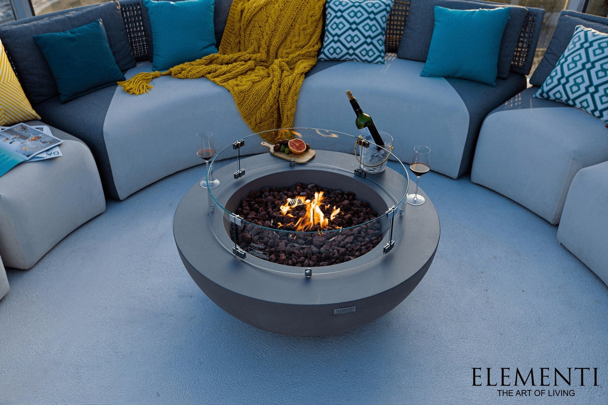 Elementi Lunar Bowl Fire Table - Light Gray - Viva Alfresco