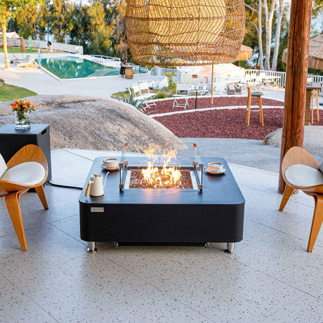 Elementi Plus Annecy Marble Porcelain Fire Table - Viva Alfresco