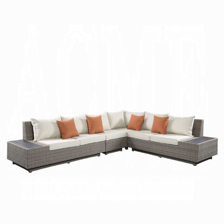 Salena Patio Sectional Sofa W/4 Pillows & Coffee Table - Viva Alfresco